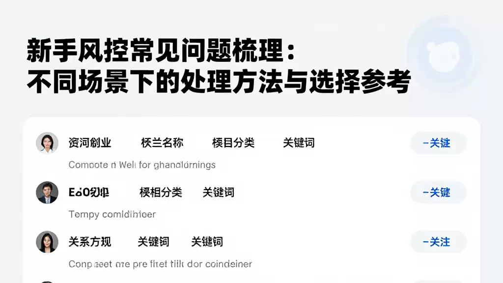 新手风控常见问题梳理不同场景下的处理方法与选择参考