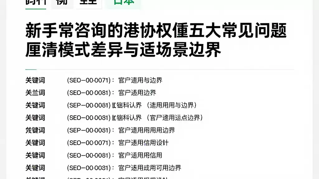 新手常咨询的港股权重五大常见问题厘清模式差异与适用场景边界