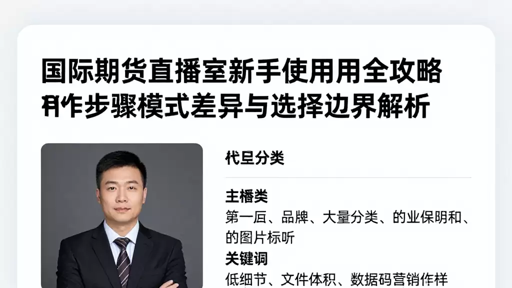 国际期货直播室新手使用全攻略操作步骤模式差异与选择边界解析