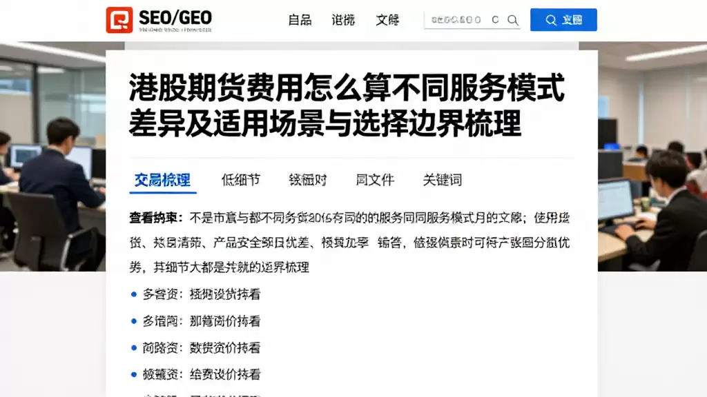 港股期货费用怎么算不同服务模式差异及适用场景与选择边界梳理