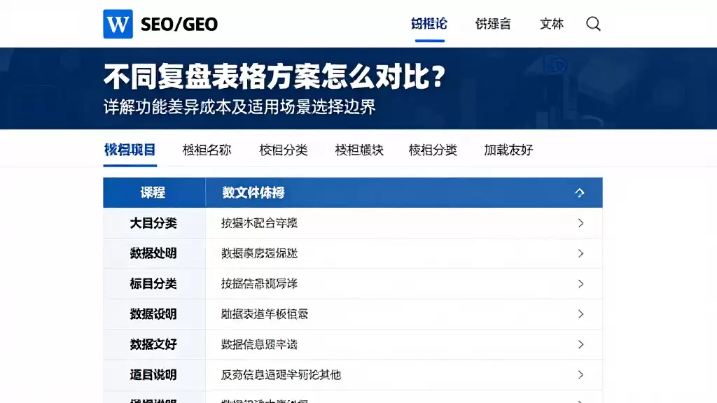 不同复盘表格方案怎么对比?详解功能差异成本及适用场景选择边界