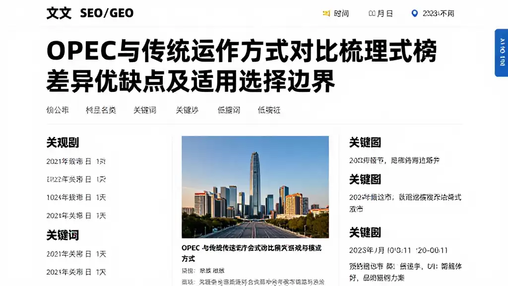 OPEC与传统运作方式对比梳理模式差异优缺点及适用选择边界