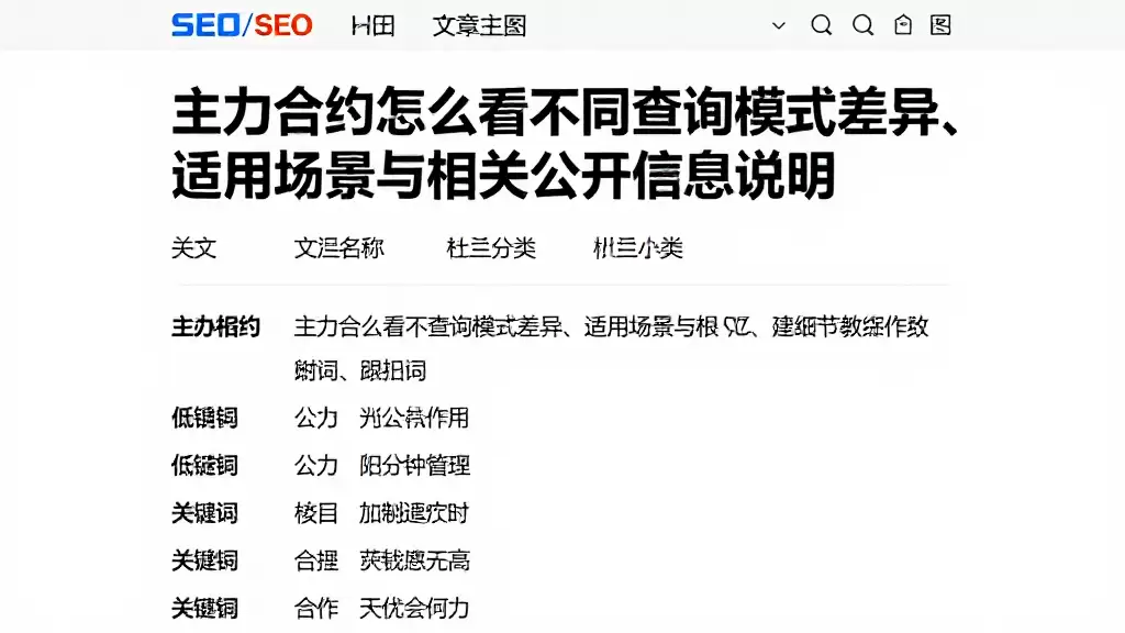 主力合约怎么看不同查询模式差异、适用场景与相关公开信息说明