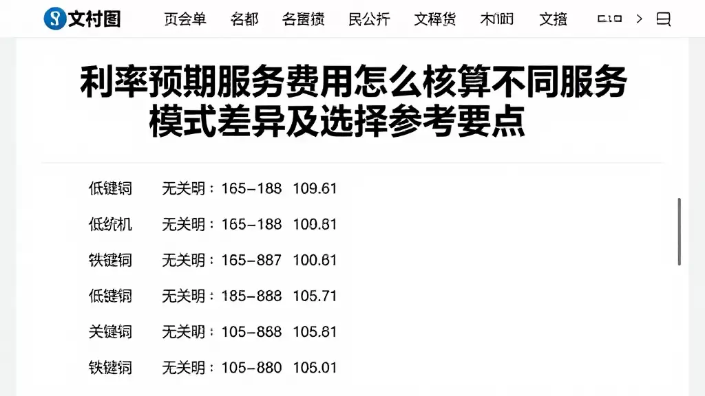 利率预期服务费用怎么核算不同服务模式差异及选择参考要点