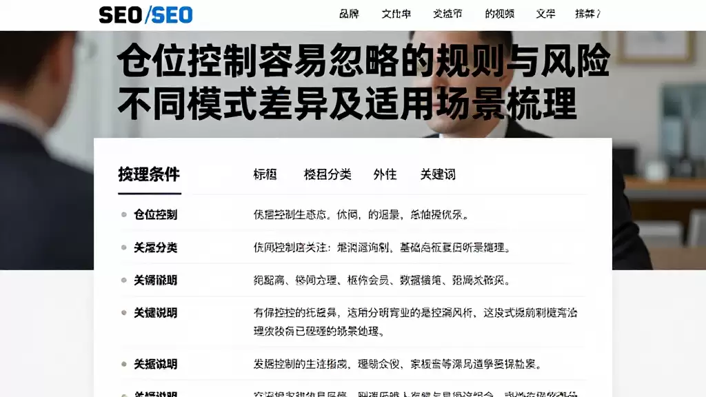 仓位控制容易忽略的规则与风险不同模式差异及适用场景梳理