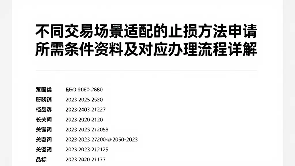 不同交易场景适配的止损方法申请所需条件资料及对应办理流程详解