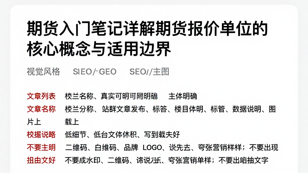 期货入门笔记详解期货报价单位的核心概念与适用边界