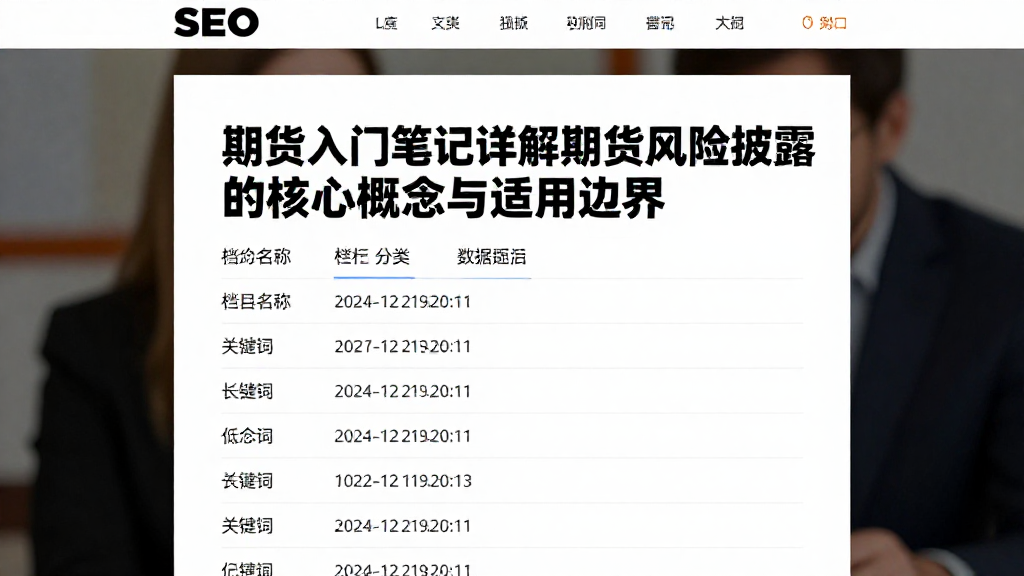 期货入门笔记详解期货风险披露的核心概念与适用边界