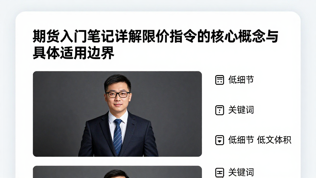期货入门笔记详解限价指令的核心概念与具体适用边界