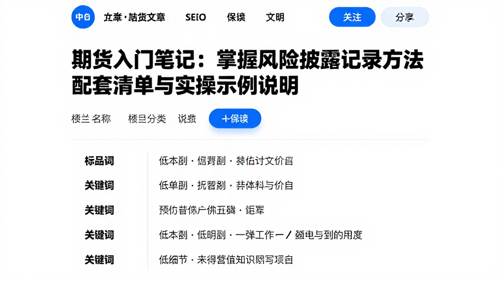期货入门笔记:掌握风险披露记录方法配套清单与实操示例说明