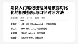 期货入门笔记梳理风险披露对比的相关指标与口径对照方法