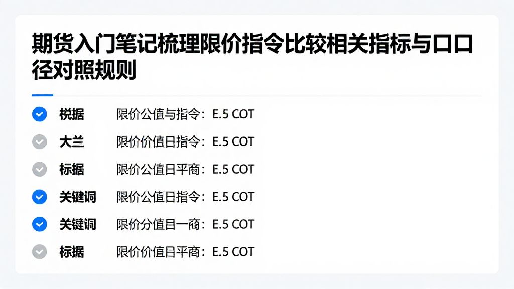 期货入门笔记梳理限价指令比较的相关指标与口径对照规则