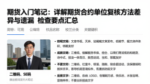 期货入门笔记:详解期货合约单位复核方法差异与遗漏检查要点汇总