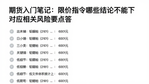 期货入门笔记：限价指令哪些结论不能下对应相关风险要点问答