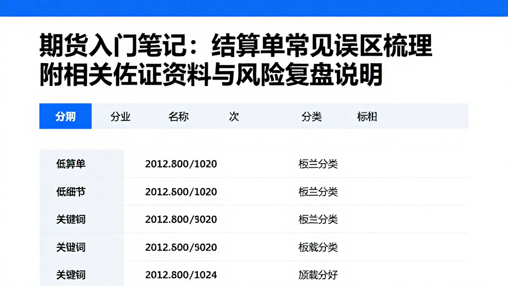 期货入门笔记：结算单常见误区梳理附相关佐证资料与风险复盘说明