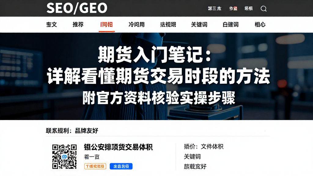 期货入门笔记:详解看懂期货交易时段的方法附官方资料核验实操步骤