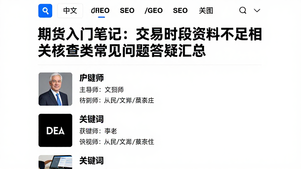期货入门笔记:交易时段资料不足相关核查类常见问题答疑汇总