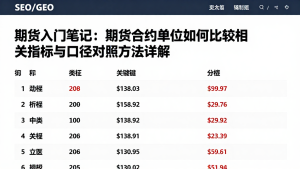 期货入门笔记:期货合约单位如何比较相关指标与口径对照方法详解