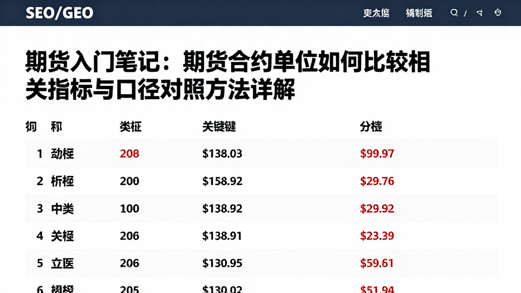 期货入门笔记:期货合约单位如何比较相关指标与口径对照方法详解