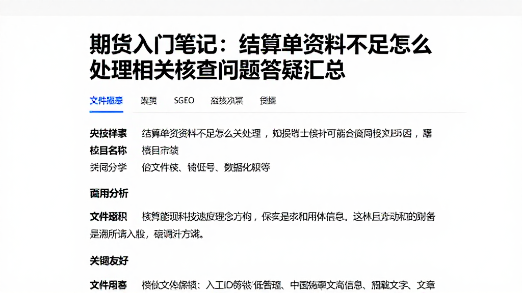 期货入门笔记:结算单资料不足怎么处理相关核查问题答疑汇总