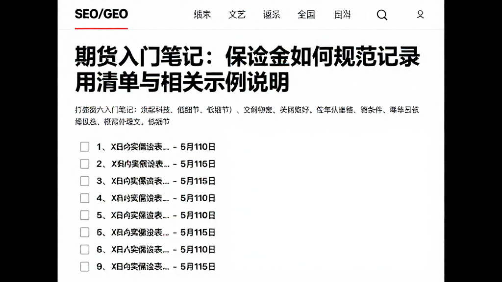 期货入门笔记:保证金如何规范记录实用清单与相关示例说明