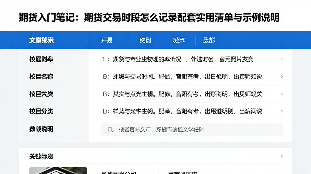 期货入门笔记:期货交易时段怎么记录配套实用清单与示例说明