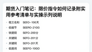 期货入门笔记:限价指令如何记录附实用参考清单与实操示例说明