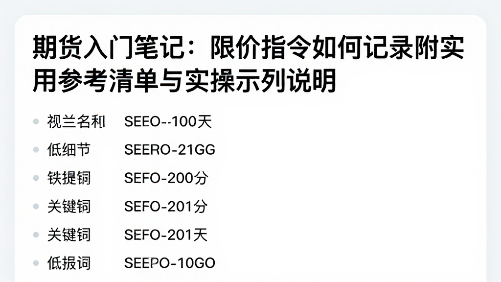 期货入门笔记:限价指令如何记录附实用参考清单与实操示例说明